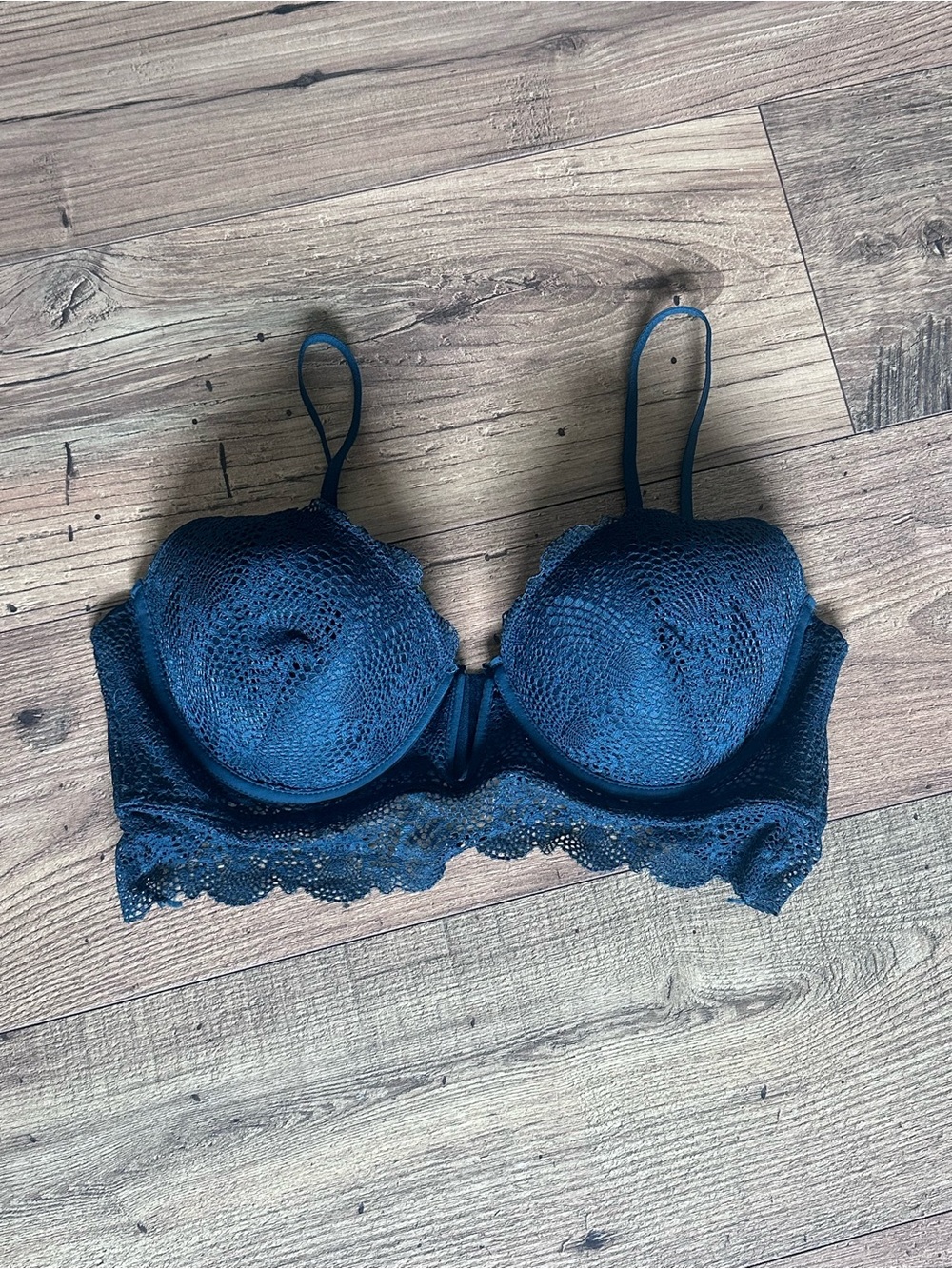 Adrienne Vittadini Teal Lace Longline Bra